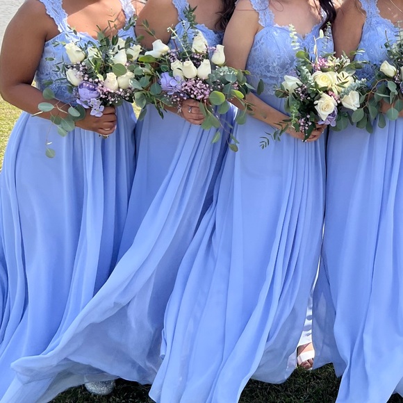 A-Line/Princess Scoop Lace Sleeveless Long Chiffon Bridesmaid Dresses - Picture 2 of 5